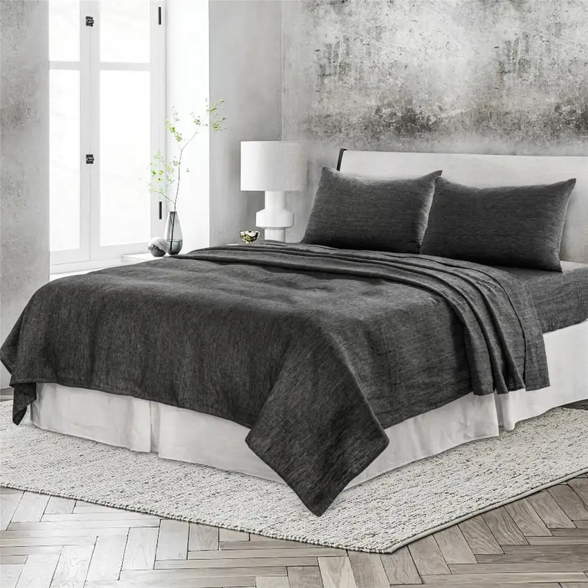 Onyx Linen Full Double Flat Sheet Photo 5
