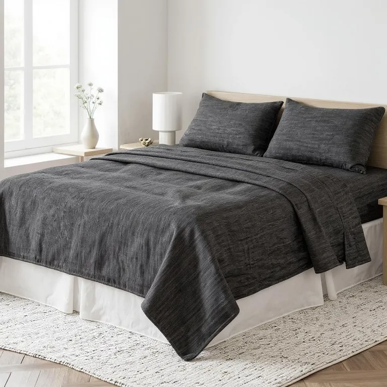 Onyx Linen King Flat Sheet Photo 2