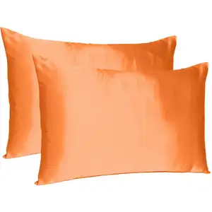 Photo of Orange Dreamy Set Of 2 Silky Satin Standard Pillowcases