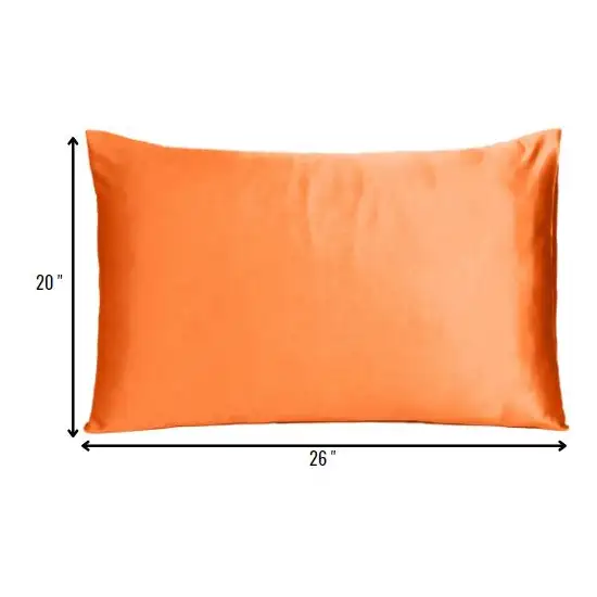 Orange Dreamy Set Of 2 Silky Satin Standard Pillowcases Photo 8