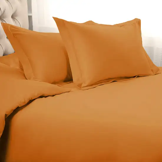Orange King Cotton Blend Washable Duvet Cover Set With Two Shams Photo 2