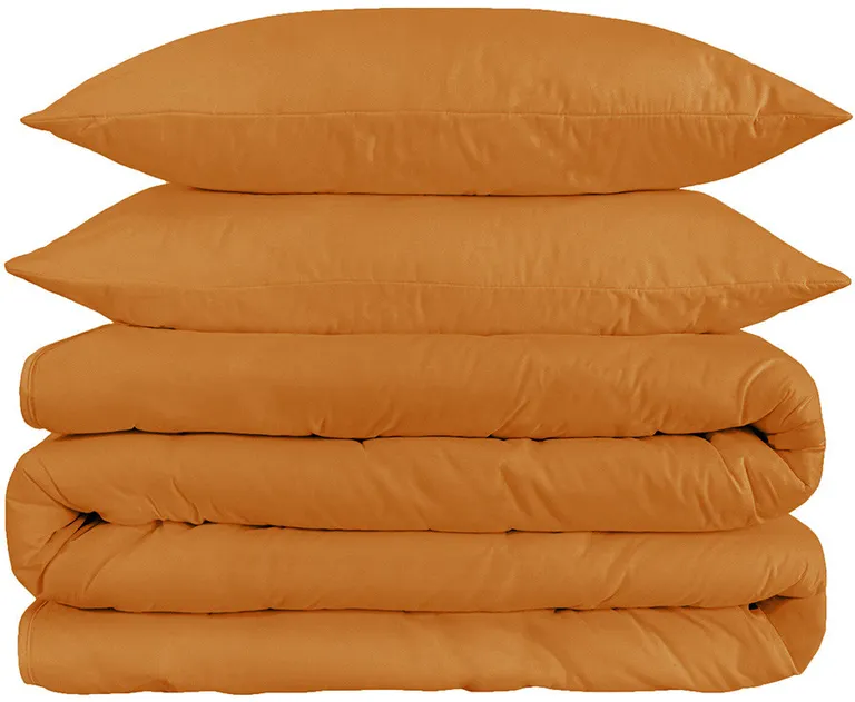 Orange King Cotton Blend Washable Duvet Cover Set With Two Shams Photo 2