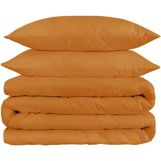 Orange King Cotton Blend Washable Duvet Cover Set With Two Shams Photo 1