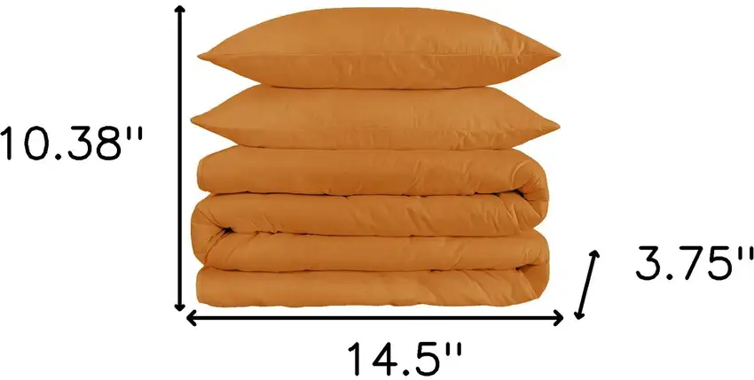 Orange Queen Cotton Blend 1200 Thread Count Washable Duvet Cover Set Photo 4