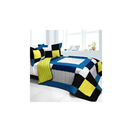 Our Little World -  3PC Vermicelli - Quilted Patchwork Quilt Set (Full/Queen Size) Photo 2