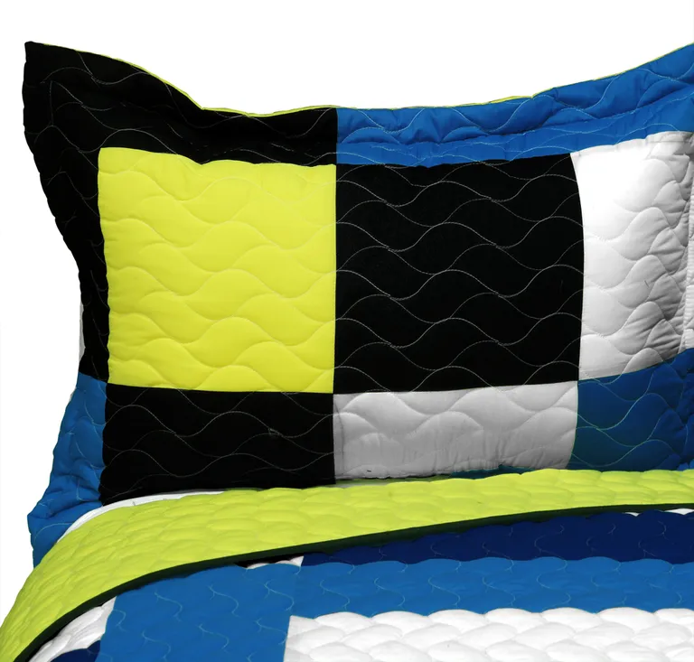 Our Little World - 3PC Vermicelli - Quilted Patchwork Quilt Set (Full/Queen Size) Photo 2