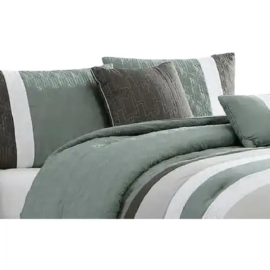 Owen 5 Piece Queen Comforter Set, The Urban Port, Striped Photo 2