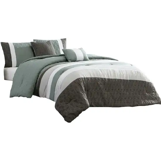 Owen 5 Piece Queen Comforter Set, The Urban Port, Striped Photo 1
