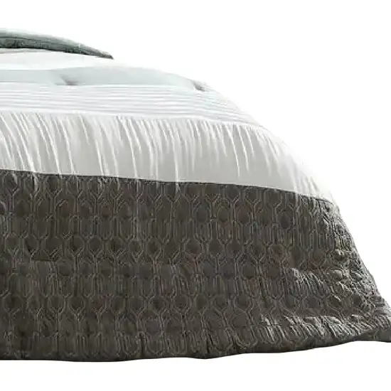 Owen 5 Piece Queen Comforter Set, The Urban Port, Striped Photo 4