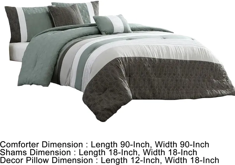 Owen 5 Piece Queen Comforter Set, The Urban Port, Striped Photo 5