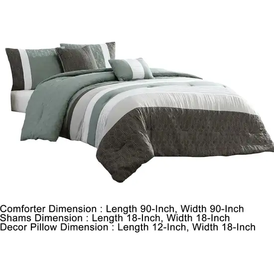 Owen 5 Piece Queen Comforter Set, The Urban Port, Striped Photo 5