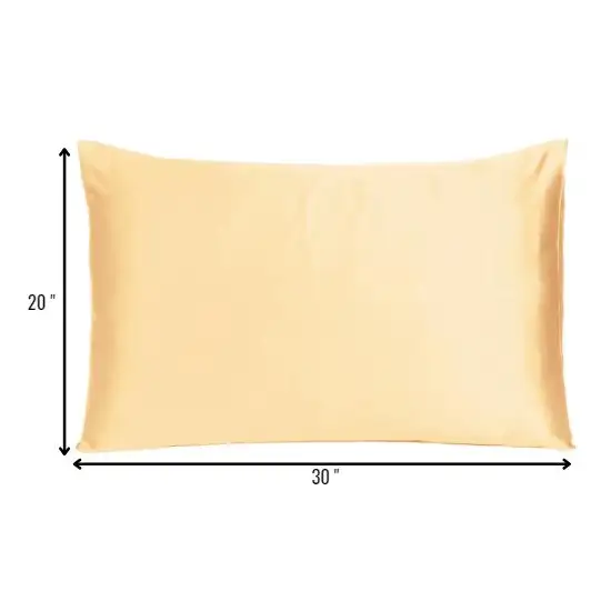 Pale Peach Dreamy Set Of 2 Silky Satin Queen Pillowcases Photo 8