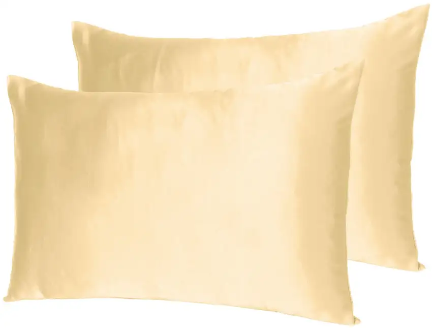 Pale Peach Dreamy Set Of 2 Silky Satin Standard Pillowcases Photo 7