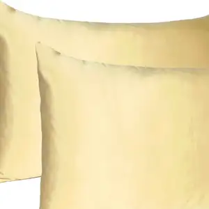 Photo of Pale Yellow Dreamy Set Of 2 Silky Satin Queen Pillowcases