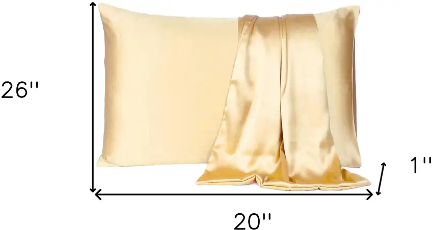 Pale Yellow Dreamy Set Of 2 Silky Satin Standard Pillowcases Photo 8