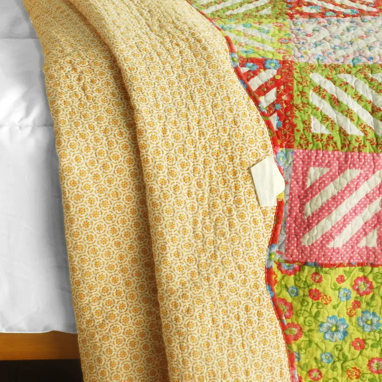 Paradise Ranch - 3PC Cotton Contained Vermicelli-Quilted Patchwork Quilt Set (Full/Queen Size) Photo 2