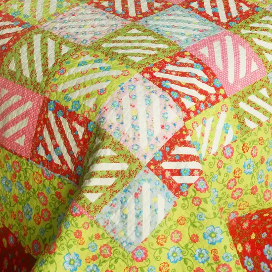 Paradise Ranch -  3PC Cotton Contained Vermicelli-Quilted Patchwork Quilt Set (Full/Queen Size) Photo 4