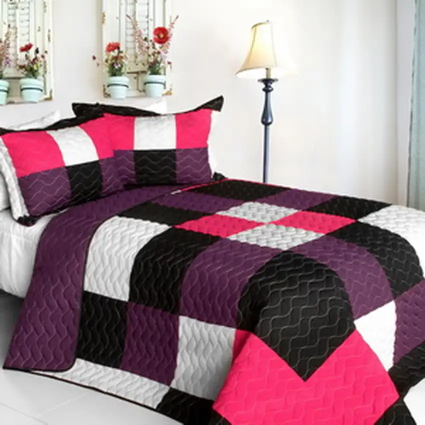 Partner -  3PC Vermicelli - Quilted Patchwork Quilt Set (Full/Queen Size) Photo 2