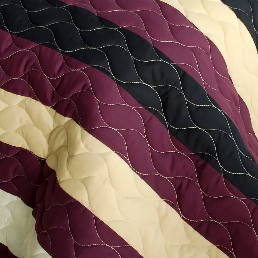 Past Faded -  3PC Vermicelli-Quilted Patchwork Quilt Set (Full/Queen Size) Photo 4