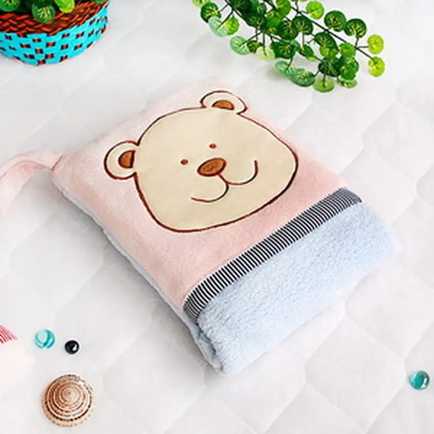 Pink Bear -  Fleece Throw Blanket Pillow Cushion / Travel Pillow Blanket (28.3 by 35.1 inches) Photo 2