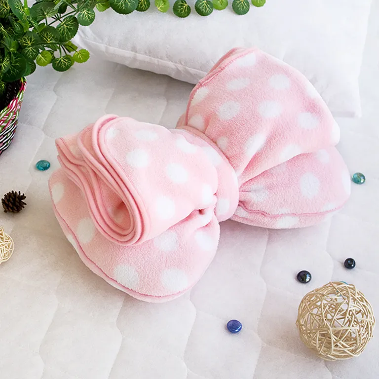 Pink Bow - Fleece Throw Blanket Pillow Cushion / Travel Pillow Blanket (29.5 by 35.4 inches) Photo 4