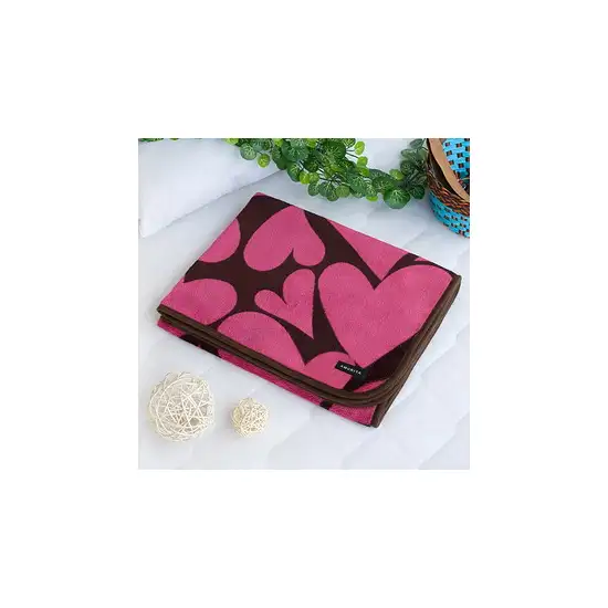 Pink Heart -  Japanese Coral Fleece Baby Throw Blanket (26 by 39.8 inches) Photo 2