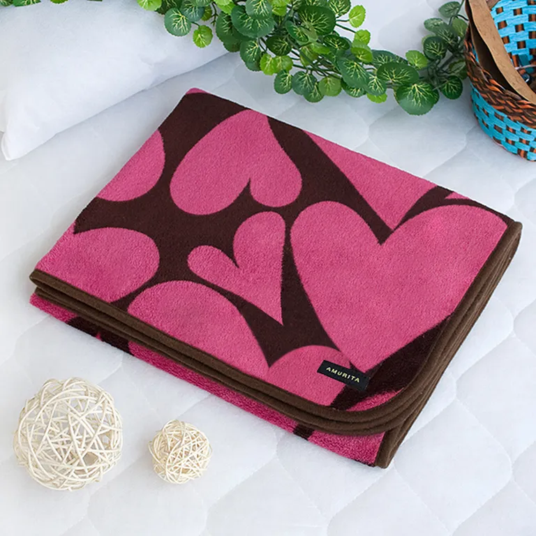 Pink Heart - Japanese Coral Fleece Baby Throw Blanket (26 by 39.8 inches) Photo 1
