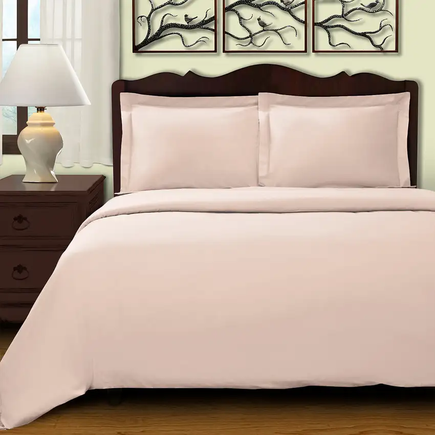 Pink King Cotton Blend 400 Thread Count Washable Duvet Cover Set Photo 4