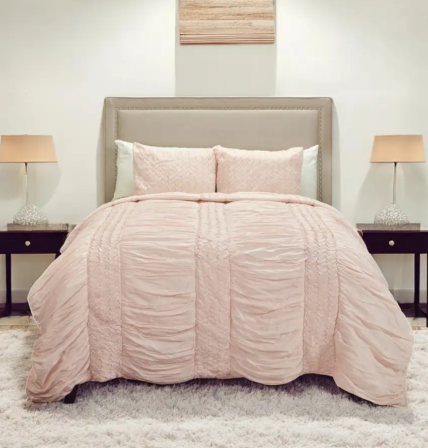 Pink King 100% Cotton 300 Thread Count Machine Washable Down Alternative Comforter Photo 1