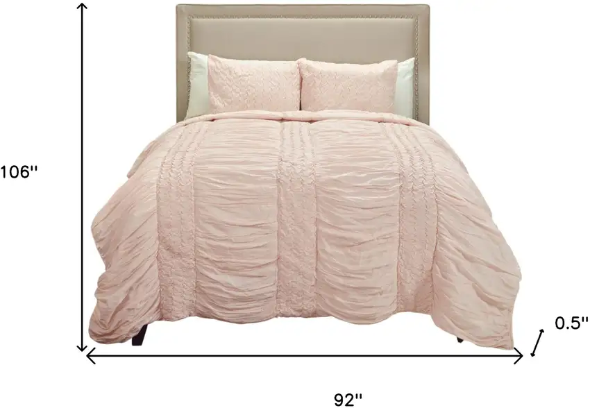 Pink King 100% Cotton 300 Thread Count Machine Washable Down Alternative Comforter Photo 8