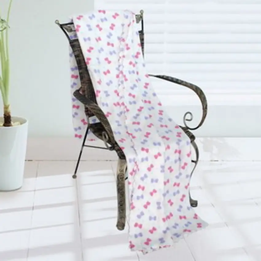 Pink & Purple Bowknot -  Soft Coral Fleece Throw Blanket (59 by 74.8 inches) Photo 2