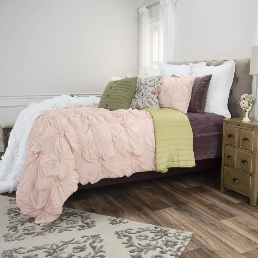 Pink Queen Cotton Blend Washable Polyester Down Alternative Comforter Set Photo 9