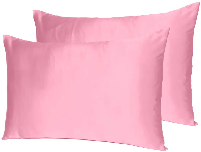 Pink Rose Dreamy Set Of 2 Silky Satin King Pillowcases Photo 4