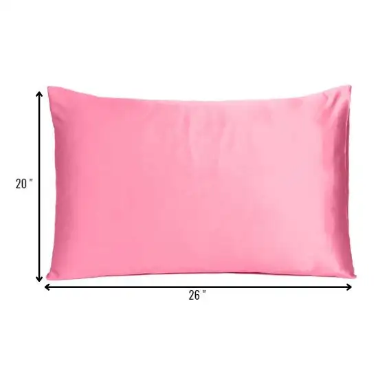 Set Of Two Pink Rose Dreamy Silky Satin Standard Pillowcases Photo 8