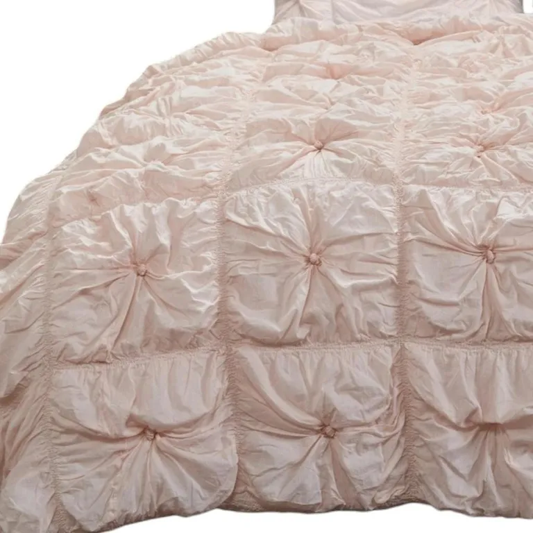 Pink Twin Cotton Blend Washable Polyester Down Alternative Comforter Set With Sham Photo 3