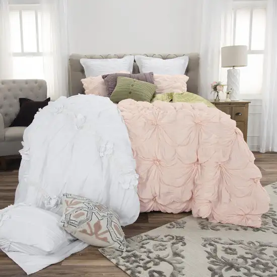 Pink Twin Cotton Blend Washable Polyester Down Alternative Comforter Set With Sham Photo 6