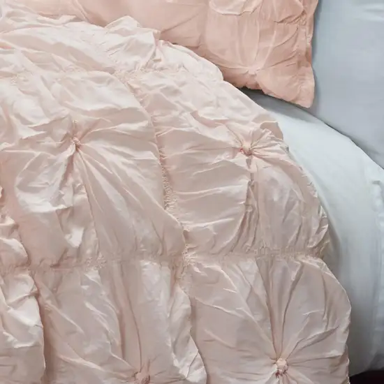 Pink Twin Cotton Blend Washable Polyester Down Alternative Comforter Set With Sham Photo 7