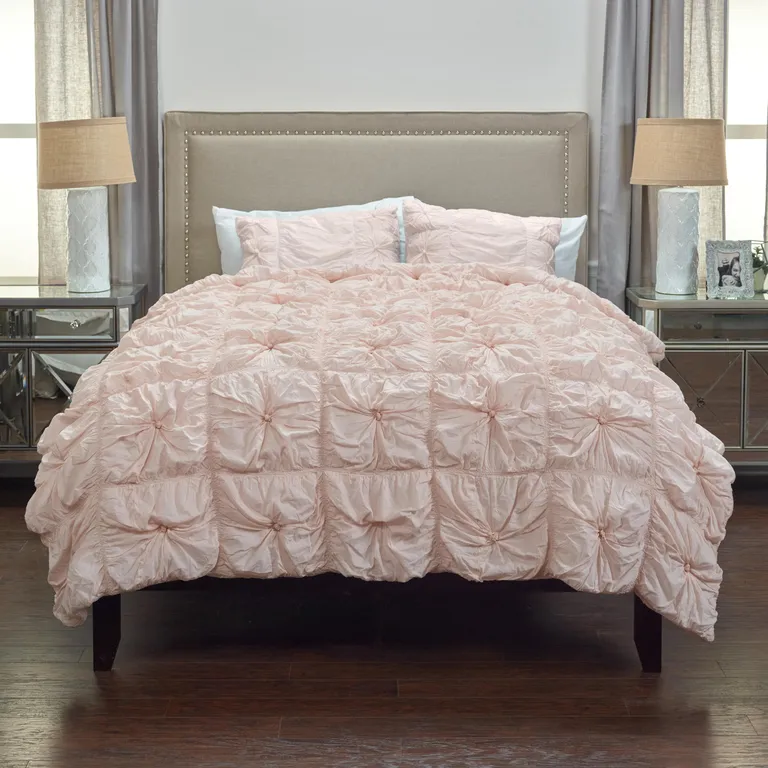 Pink Twin Cotton Blend Washable Polyester Down Alternative Comforter Set With Sham Photo 4