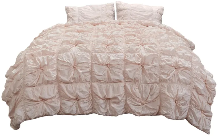 Pink Twin Cotton Blend Washable Polyester Down Alternative Comforter Set With Sham Photo 2