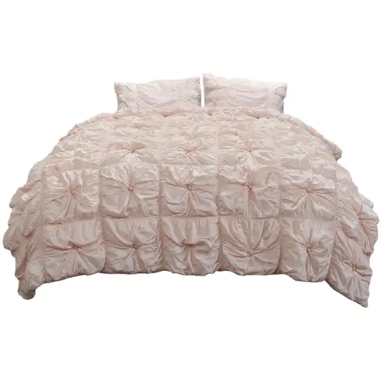 Pink Twin Cotton Blend Washable Polyester Down Alternative Comforter Set With Sham Photo 2