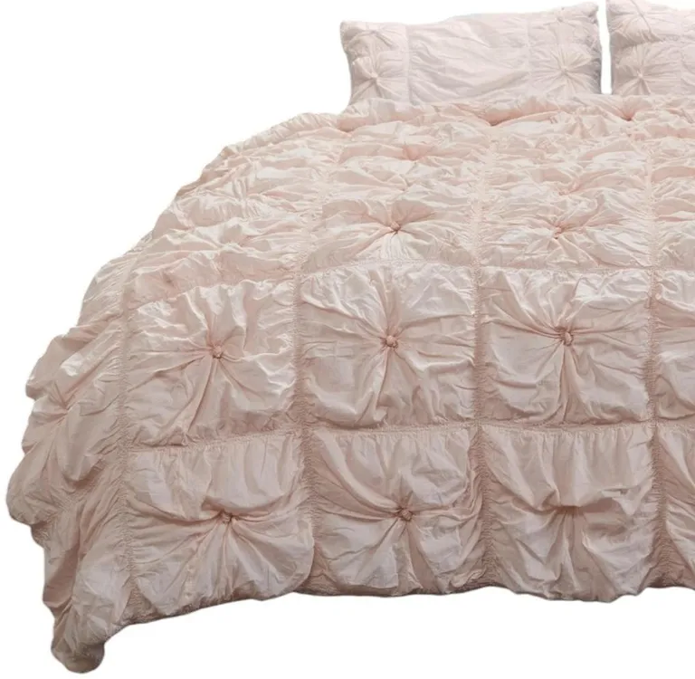 Pink Twin Cotton Blend Washable Polyester Down Alternative Comforter Set With Sham Photo 5