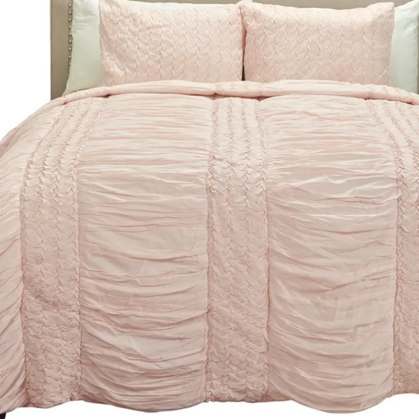 Pink Twin 100% Cotton 300 Thread Count Machine Washable Down Alternative Comforter Photo 2