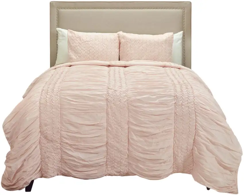 Pink Twin 100% Cotton 300 Thread Count Machine Washable Down Alternative Comforter Photo 3
