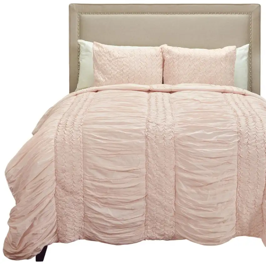 Pink Twin 100% Cotton 300 Thread Count Machine Washable Down Alternative Comforter Photo 6