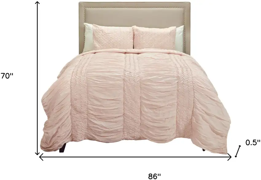 Pink Twin 100% Cotton 300 Thread Count Machine Washable Down Alternative Comforter Photo 5