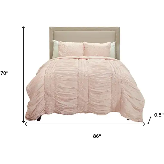 Pink Twin 100% Cotton 300 Thread Count Machine Washable Down Alternative Comforter Photo 5