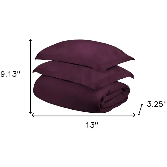 Plum  Cotton Blend 400 Thread Count Washable Duvet Cover Set Photo 5