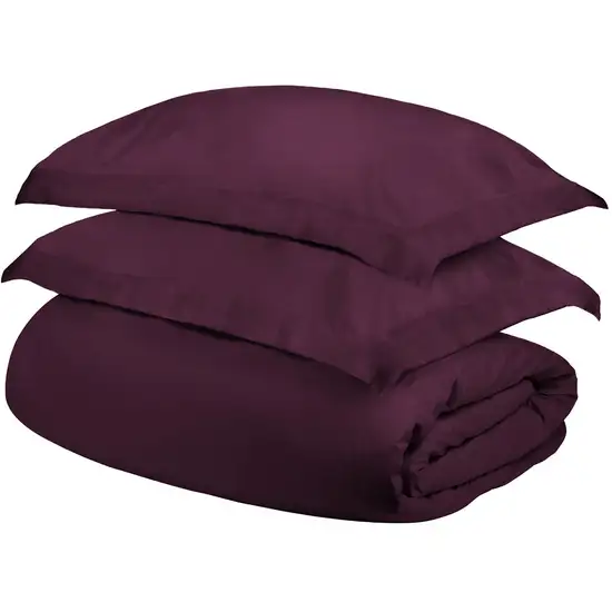 Plum  Cotton Blend 400 Thread Count Washable Duvet Cover Set Photo 1