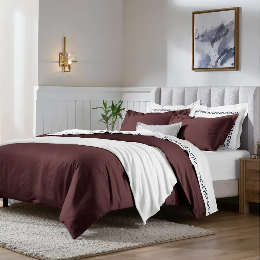 Plum King Cotton Blend Washable Duvet Cover Set Photo 3