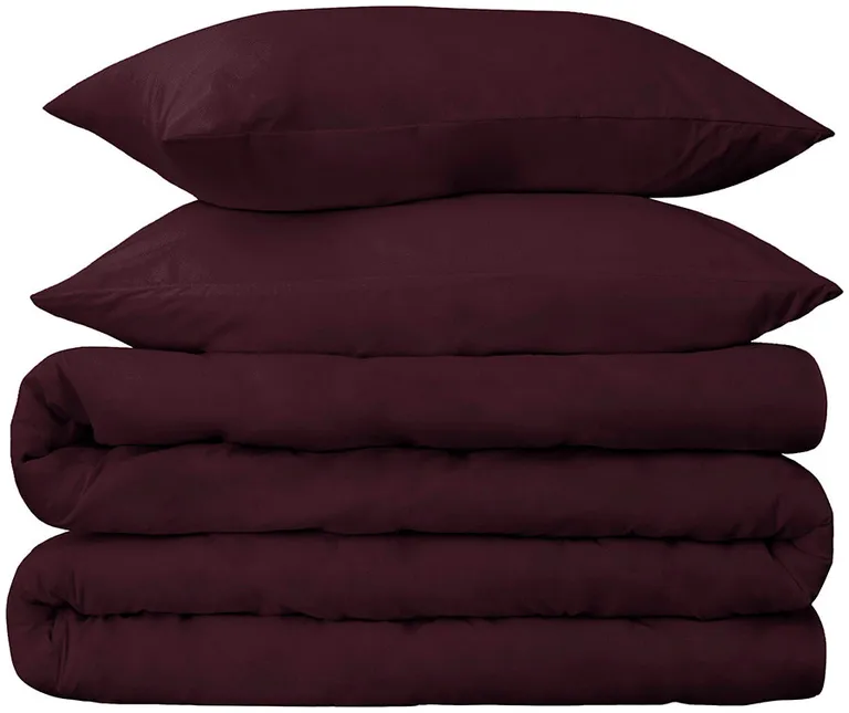 Plum Queen Cotton Blend 650 Thread Count Washable Duvet Cover Set Photo 1